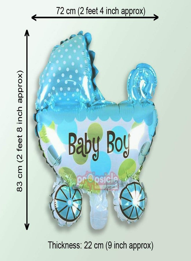 بروبسيكل مجموعة بالونات مهد من رقائق الألومنيوم لحفلات استقبال المولود الجديد، 5 بالونات زرقاء اللون، مثالية لحفلات استقبال المولود الجديد وجلسات تصوير الحمل وتزيين الحفلات. - Image 3